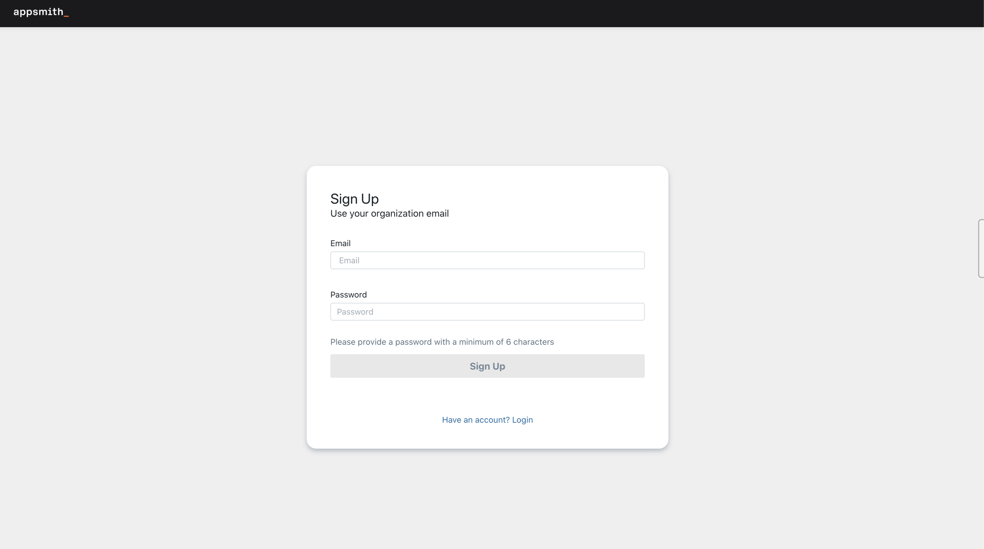 Appsmith Signup Page