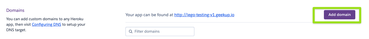 Add domain button